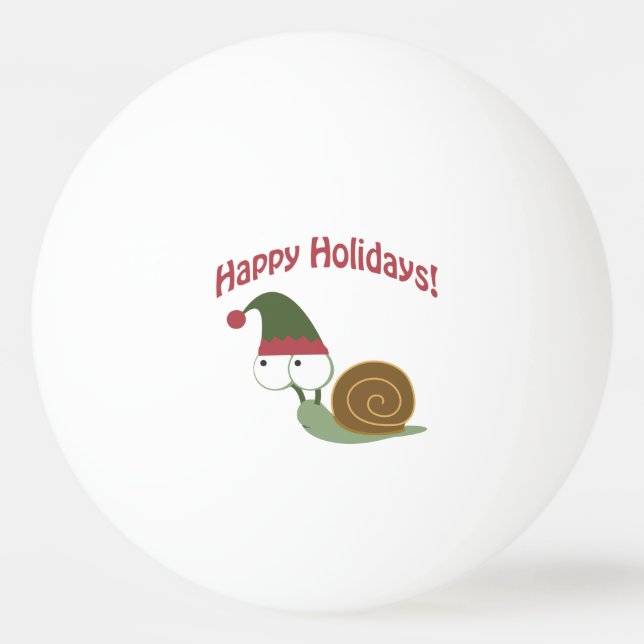 Happy Holidays Cute snail Christmas elf Ping Pong Ball (Front)