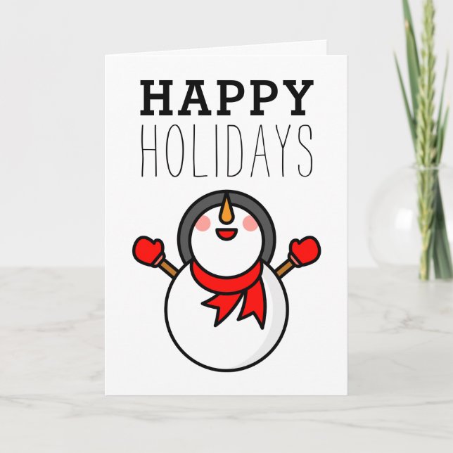 Happy Holidays | Cute Snowman Holiday Card (Front)