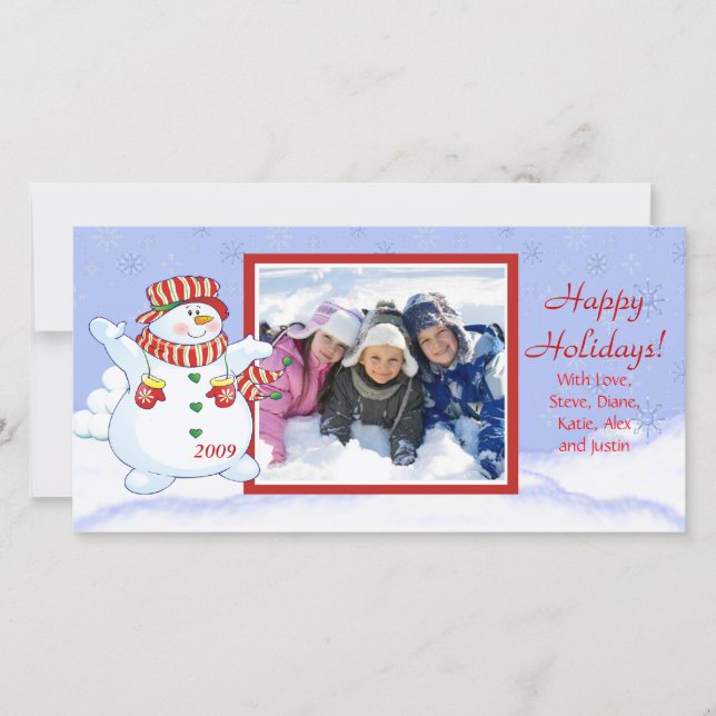 Happy Holidays Cute Snowman Holiday Card (Front)
