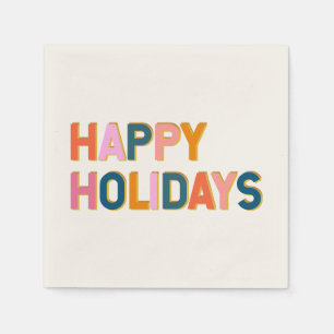 Happy Holidays Cute Whimsical Typography Colourful Napkin