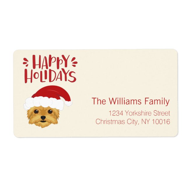 Happy Holidays - Cute Yorkshire Terrier Christmas (Front)