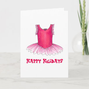 Happy Holidays Dance Teacher Ballet Ballerina Tutu Holiday Card