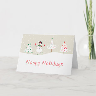 Happy Holidays Dancing Snowman Christmas Tree Card