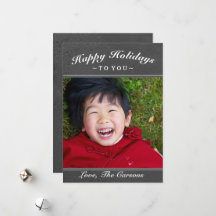 Happy Holidays Dark Grey Texture Photo Card