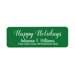 Happy Holidays December best wishes green Label