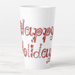 Happy Holidays Decorated Text Latte Mug