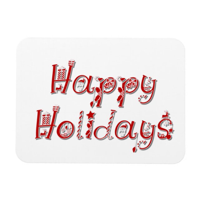 Happy Holidays Decorated Text Magnet (Horizontal)
