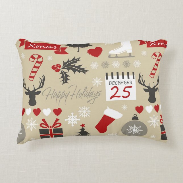 Happy Holidays Decorative Cushion (Front)