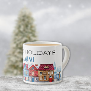 Happy Holidays, Decorative Name on Christmas 6oz Espresso Cup