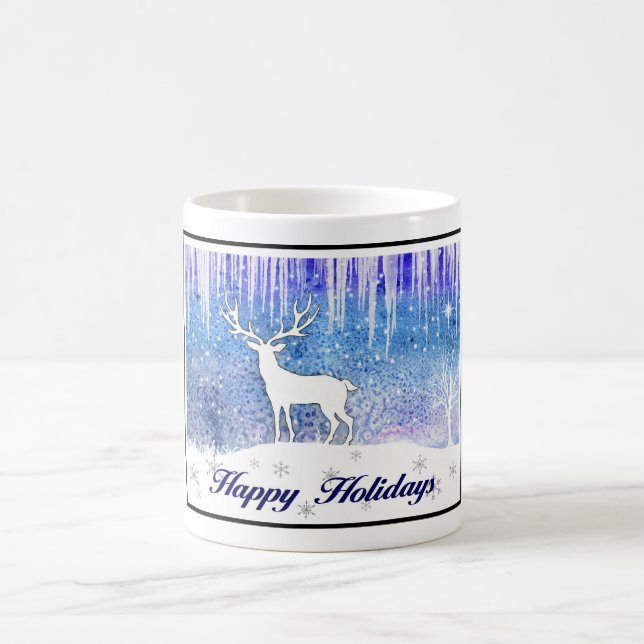 Happy Holidays Deer Scene Coffee Mug (Center)