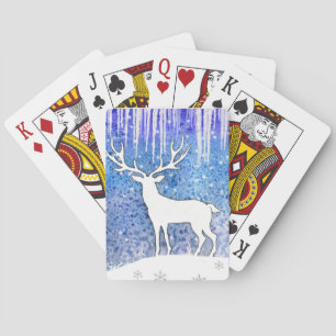Happy Holidays Deer Scene Playing Cards