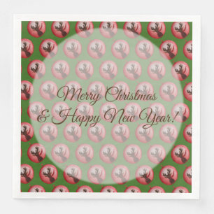 Happy Holidays, Deer Watercolor Paper Napkin
