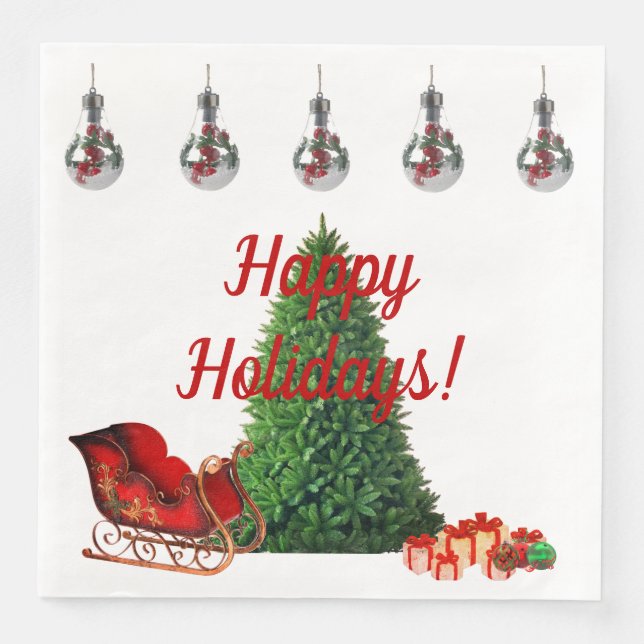 Happy Holidays Dinner Napkins (Front)
