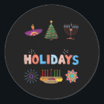 Happy Holidays Diwali Kwanzaa Hanukkah Christmas  Classic Round Sticker<br><div class="desc">Happy Holidays Diwali Kwanzaa Hanukkah Christmas</div>