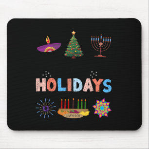 Happy Holidays Diwali Kwanzaa Hanukkah Christmas  Mouse Mat