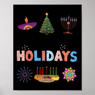 Happy Holidays Diwali Kwanzaa Hanukkah Christmas Poster