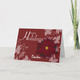 Happy Holidays Doctor Christmas Poinsettia Card