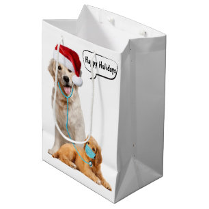 Happy Holidays Dogs Medium Gift Bag