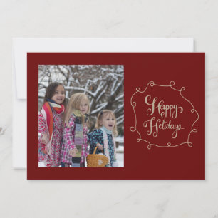 Happy Holidays Doodle Frame Photo Holiday Card