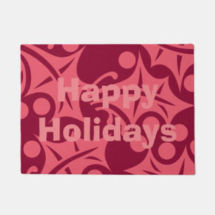 Happy Holidays Doormat in Pink