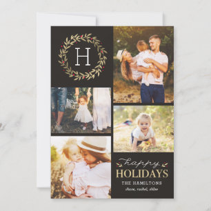 Happy Holidays EDITABLE Colour Festive Wreath Holiday Card