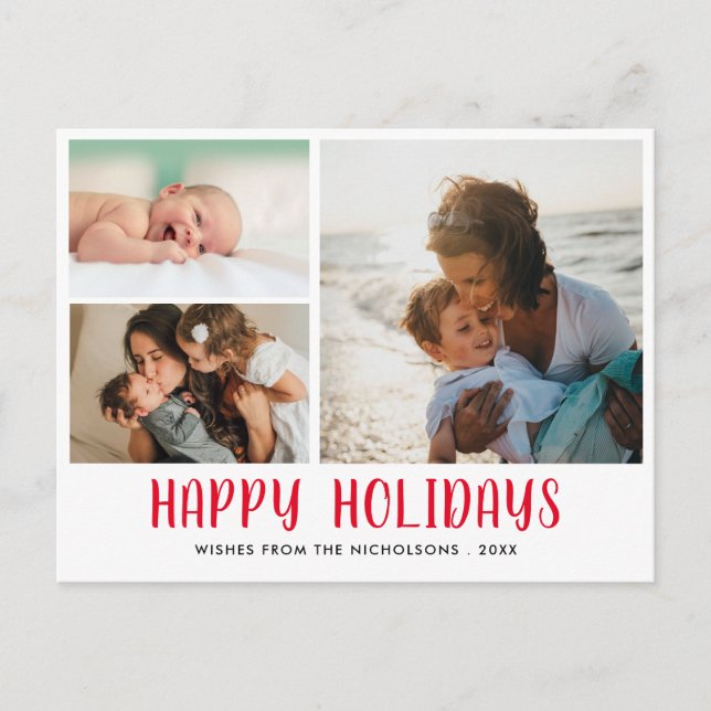 Happy Holidays | Elegant Chic Modern Photo Postcard (Front)
