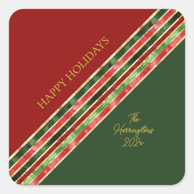 Happy Holidays Elegant Colourful Christmas Square Sticker (Front)