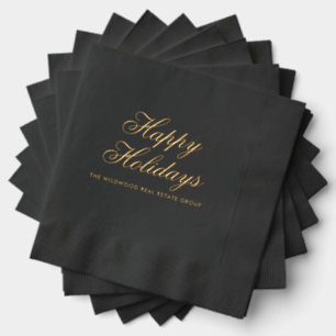 Happy Holidays Elegant Corporate Christmas Foil Napkins