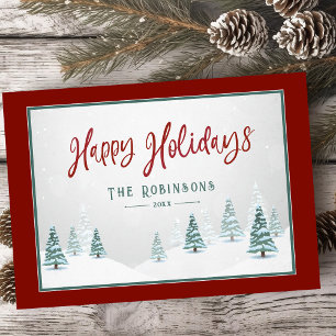 Happy Holidays Elegant Country Winter Art Scene Holiday Card