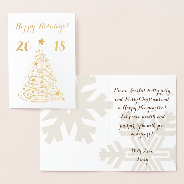 Happy Holidays elegant customisable Foil Card (Display)