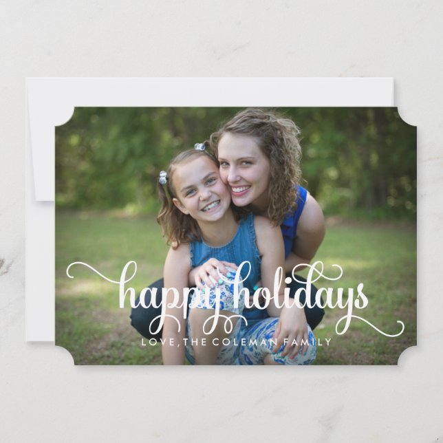 Happy Holidays Elegant Family Photo Card (Front)