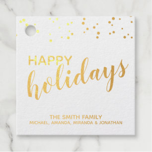 'Happy Holidays' Elegant Gold Foil Favour Tags