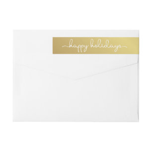 Happy Holidays Elegant Gold Hand Lettered Wrap Wrap Around Label