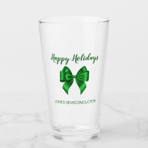 Happy Holidays Elegant Green  Glass