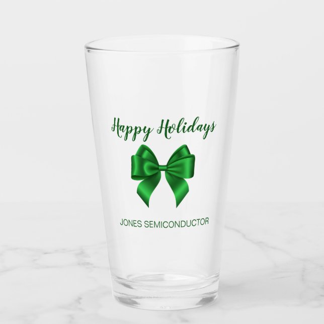 Happy Holidays Elegant Green  Glass (Front)