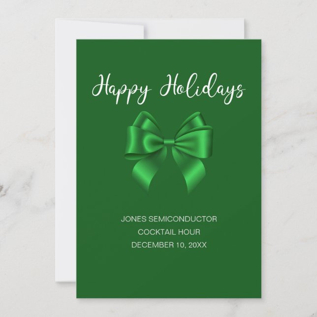 Happy Holidays Elegant Green  Invitation (Front)