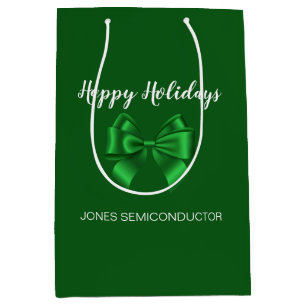 Happy Holidays Elegant Green  Medium Gift Bag