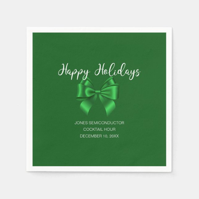 Happy Holidays Elegant Green  Napkin (Front)