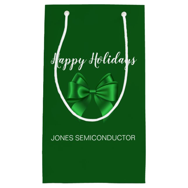 Happy Holidays Elegant Green  Small Gift Bag (Front)