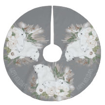 Happy Holidays Elegant Grey and White Polar Bear