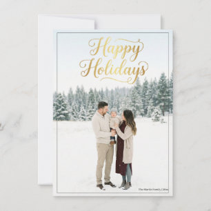 Happy Holidays Elegant Script Calligraphy Photo Holiday Card