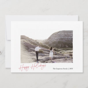 Happy Holidays Elegant Script with Torn Edge Frame Holiday Card
