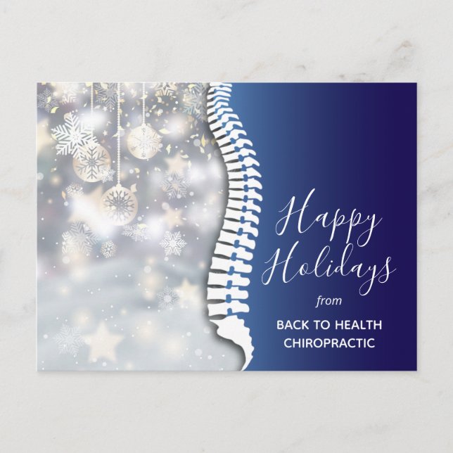 Happy Holidays Elegant Snowflakes Chiropractic Holiday Postcard (Front)