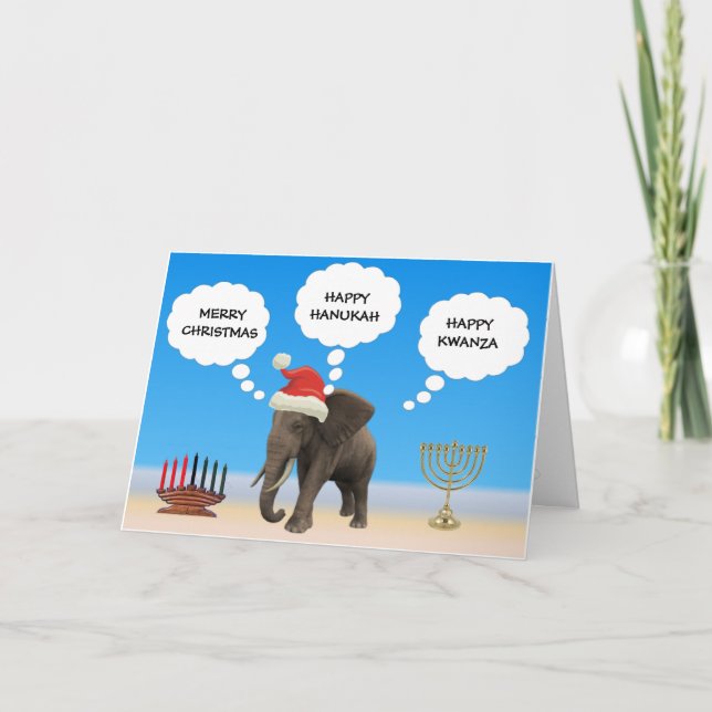 Happy Holidays Elephant Holiday Card (Front)