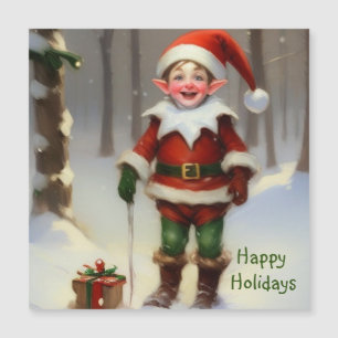 Happy Holidays Elf Magnetic Card