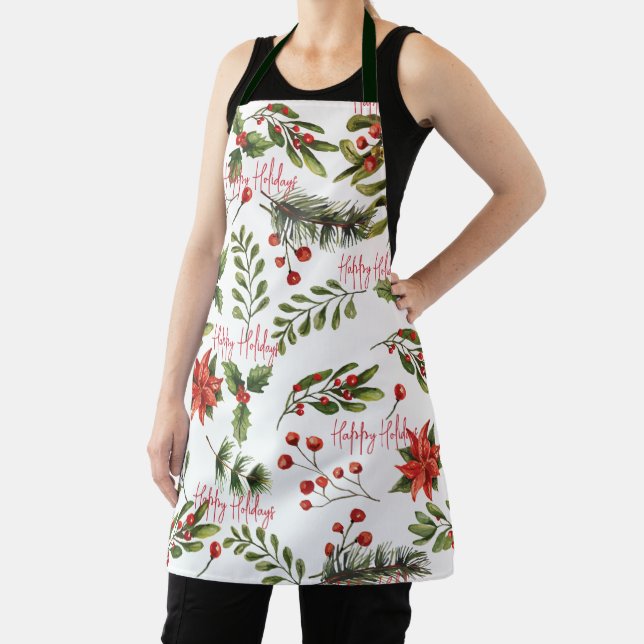 Happy Holidays Employees Botanical Family Apron (Insitu)