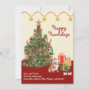 Happy Holidays English Bulldog Dog Tree Presents