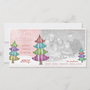 Happy Holidays Family Christmas Whimsical Trees Holiday Card