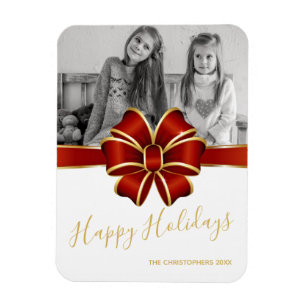 Happy Holidays Family Kids Photo Magnet