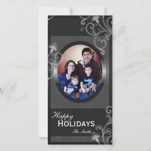 Happy Holidays Family Photo Card - Grey Victorian